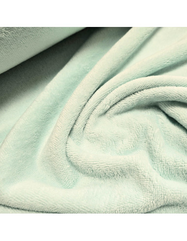 Tissu, Éponge de Bambou Doudou Double Face, Bleu Jade, Laize 150 cm, 60% Bambou