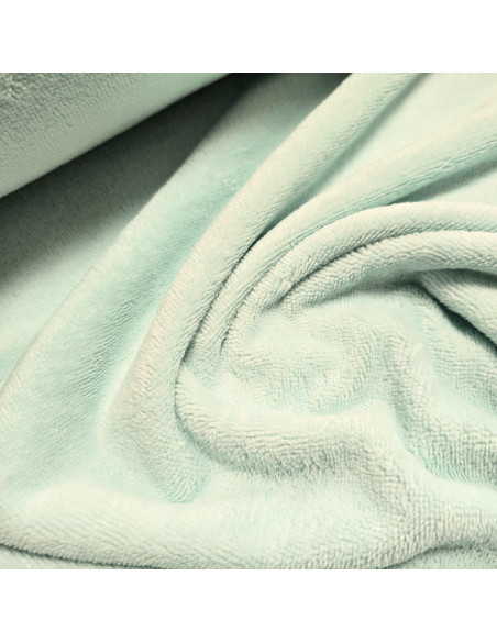 Tissu, Éponge de Bambou Doudou Double Face, Bleu Jade, Laize 150 cm, 60% Bambou