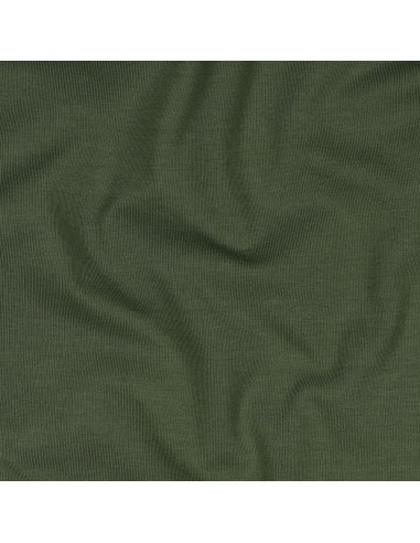 Tissu, Jersey de Coton Uni, Vert Forêt, Laize 145 cm, Coton Stretch Oeko-Tex
