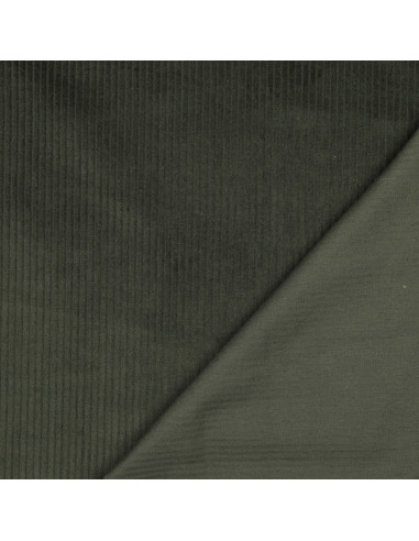 Tissu, Velours Larges Côtes Uni, Kaki, Laize 142 cm, 100% Coton 280g/m²