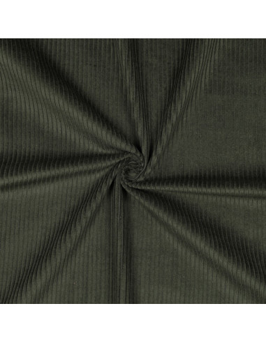 Tissu, Velours Larges Côtes Uni, Kaki, Laize 142 cm, 100% Coton 280g/m²