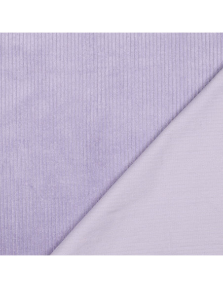 Tissu, Velours Larges Côtes, Lilas, Laize 142 cm, 100% Coton 280g/m²