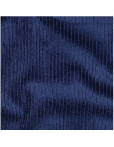 Tissu, Velours Larges Côtes Uni, Bleu Cobalt Foncé, Laize 142 cm, 100% Coton 280g/m²
