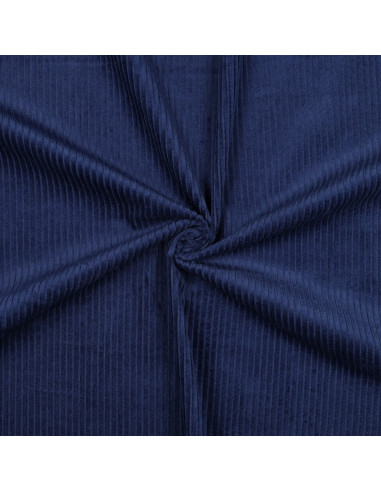 Tissu, Velours Larges Côtes Uni, Bleu Cobalt Foncé, Laize 142 cm, 100% Coton 280g/m²