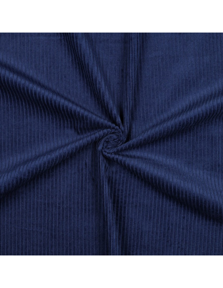 Tissu, Velours Larges Côtes Uni, Bleu Cobalt Foncé, Laize 142 cm, 100% Coton 280g/m²