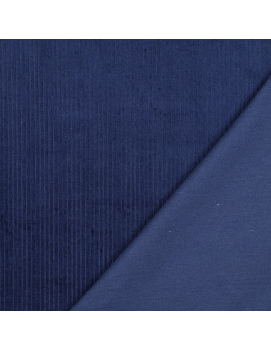 Tissu, Velours Larges Côtes Uni, Bleu Cobalt Foncé, Laize 142 cm, 100% Coton 280g/m²
