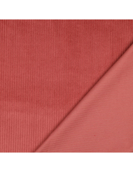 Tissu, Velours Larges Côtes Uni, Bois de Rose, Laize 142 cm, 100% Coton 280g/m²