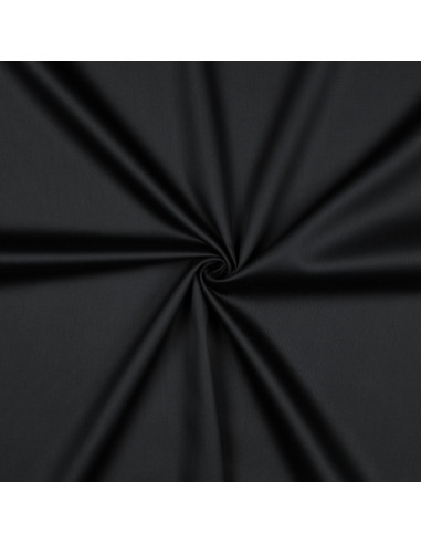 Tissu, Satin de Coton Uni, Noir Intense, Laize 150 cm, 100% Coton 115g/m²