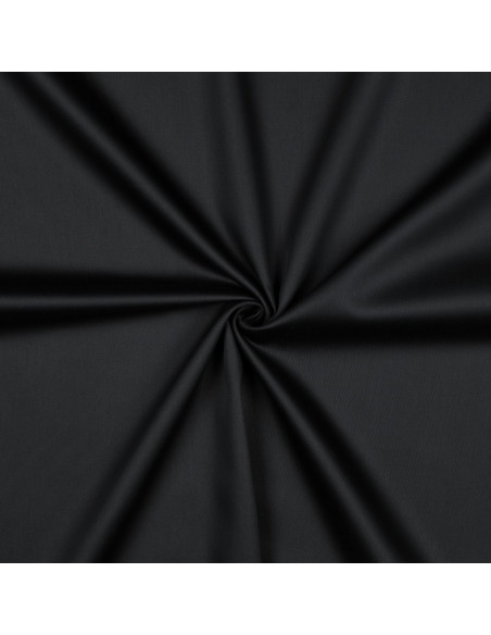 Tissu, Satin de Coton Uni, Noir Intense, Laize 150 cm, 100% Coton 115g/m²