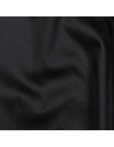 Tissu, Satin de Coton Uni, Noir Intense, Laize 150 cm, 100% Coton 115g/m²
