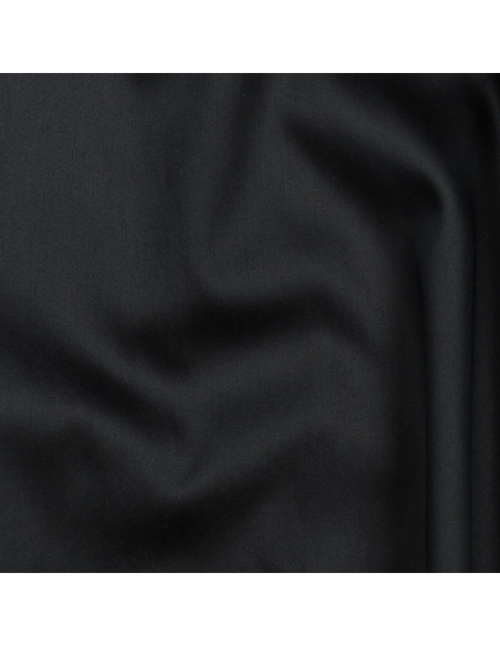 Tissu, Satin de Coton Uni, Noir Intense, Laize 150 cm, 100% Coton 115g/m²