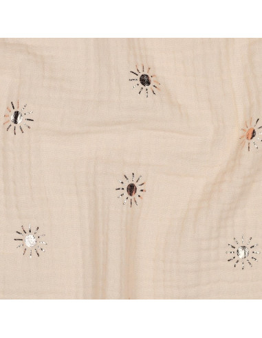 Tissu, Double Gaze Soleils Lurex, Sable Rosé, Laize 135 cm, 100% Coton 125g/m²