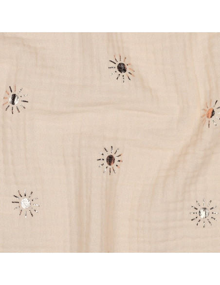 Tissu, Double Gaze Soleils Lurex, Sable Rosé, Laize 135 cm, 100% Coton 125g/m²