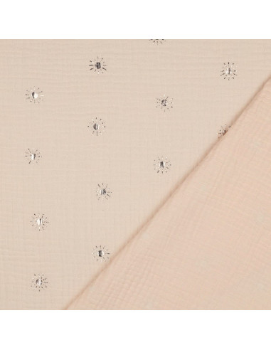 Tissu, Double Gaze Soleils Lurex, Sable Rosé, Laize 135 cm, 100% Coton 125g/m²