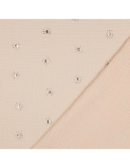 Tissu, Double Gaze Soleils Lurex, Sable Rosé, Laize 135 cm, 100% Coton 125g/m²