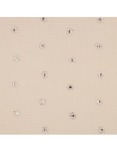 Tissu, Double Gaze Soleils Lurex, Sable Rosé, Laize 135 cm, 100% Coton 125g/m²