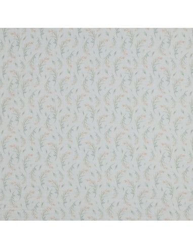 Tissu, Double Gaze Fleurs Champêtres, Multicolore sur Fond Blanc, Laize 135 cm, 100% Coton 115g/m²