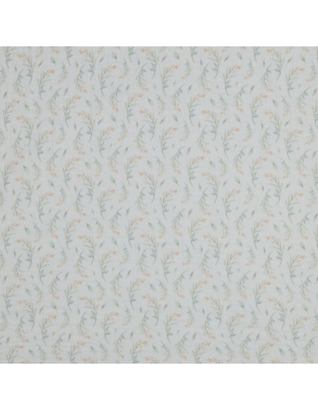 Tissu, Double Gaze Fleurs Champêtres, Multicolore sur Fond Blanc, Laize 135 cm, 100% Coton 115g/m²