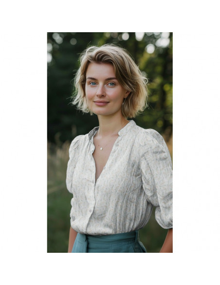 Tissu, Double Gaze Fleurs Champêtres, Multicolore sur Fond Blanc, Laize 135 cm, 100% Coton 115g/m²
