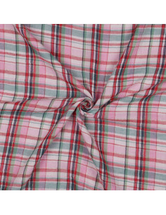 Double gaze, carreaux lurex, rose et vert