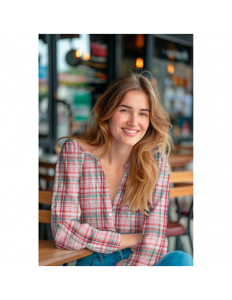 Double gaze, carreaux lurex, rose et vert