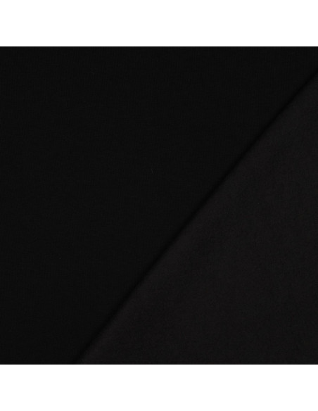 Tissu, Sweat Épais Uni, Noir, Laize 150 cm, 70% Coton 30% Polyester 280g/m²