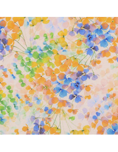 Viscose, impression digitale, feuilles, vert & orange 2