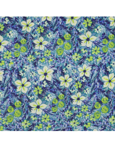 Satin de viscose, impression digitale, fleurs