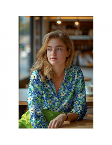 Satin de viscose, impression digitale, fleurs