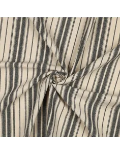 Tissu, Jacquard Rayures, Noir et Naturel, Laize 135 cm, Viscose Lin Polyester 190g/m² 2