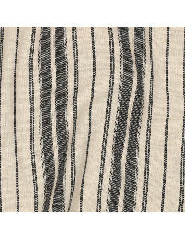Tissu, Jacquard Rayures, Noir et Naturel, Laize 135 cm, Viscose Lin Polyester 190g/m²