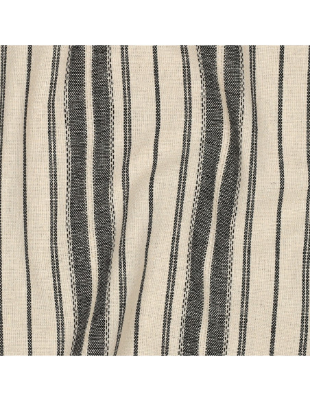 Tissu, Jacquard Rayures, Noir et Naturel, Laize 135 cm, Viscose Lin Polyester 190g/m²