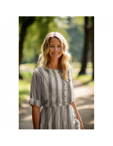 Viscose lin tissé, rayures