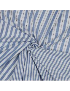 Tissu, Jacquard Rayures, Bleu et Blanc, Laize 145 cm, 100% Coton 127g/m² 2