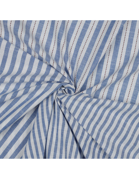 Tissu, Jacquard Rayures, Bleu et Blanc, Laize 145 cm, 100% Coton 127g/m²