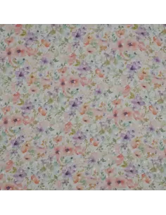 Tissu, Plumetis Viscose Fleuri, Multicolore sur fond clair, Laize 143 cm, 100% Viscose 100g/m²
