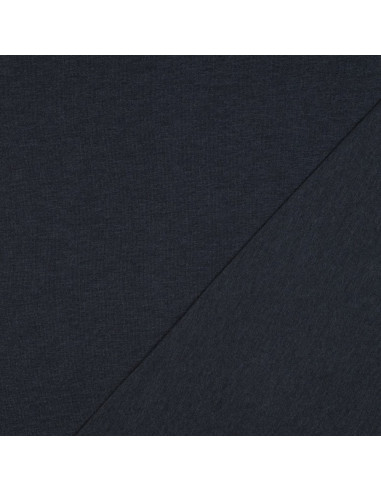 Tissu, Jersey de Coton Uni, Marine Chiné, Laize 145 cm, Coton Stretch Oeko-Tex