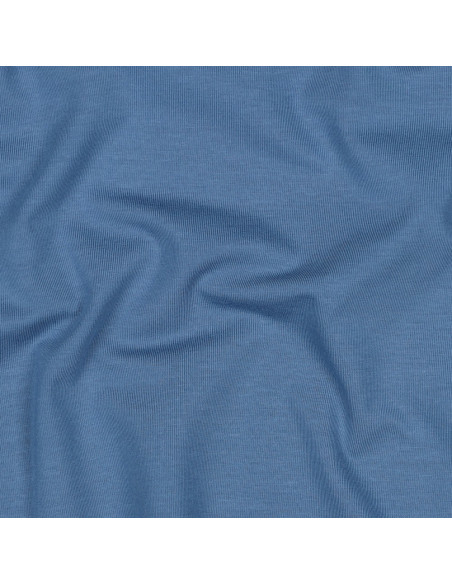 Tissu, Jersey de Coton Uni, Bleu, Laize 145 cm, Coton Stretch Oeko-Tex