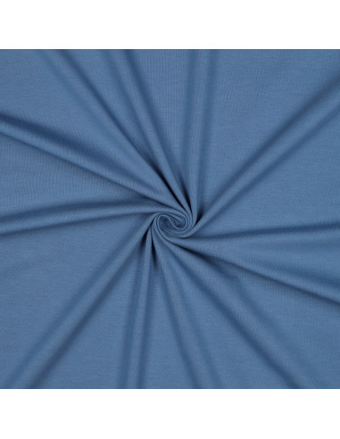 Tissu, Jersey de Coton Uni, Bleu, Laize 145 cm, Coton Stretch Oeko-Tex