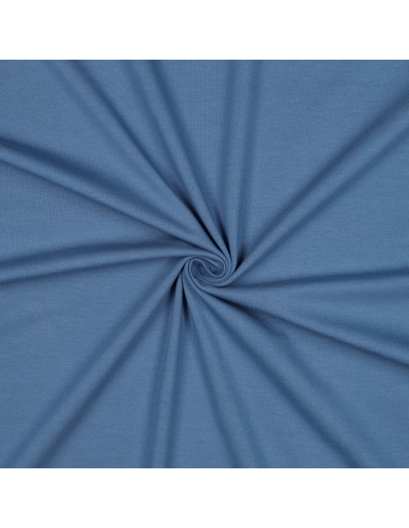 Tissu, Jersey de Coton Uni, Bleu, Laize 145 cm, Coton Stretch Oeko-Tex