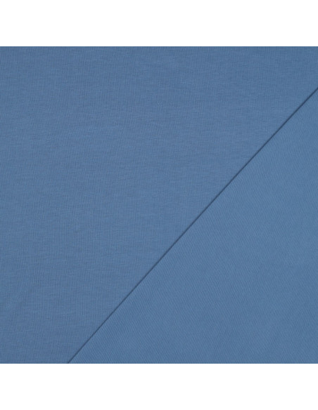Tissu, Jersey de Coton Uni, Bleu, Laize 145 cm, Coton Stretch Oeko-Tex