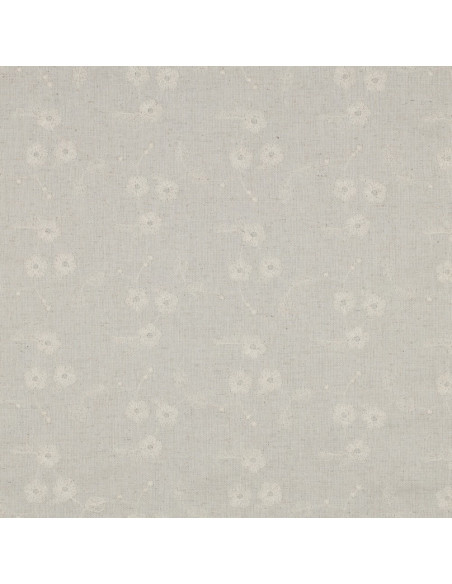 Tissu, Lin Viscose Brodée Fleur, Sable, Laize 130 cm, 70% Viscose 30% Lin 220g/m²