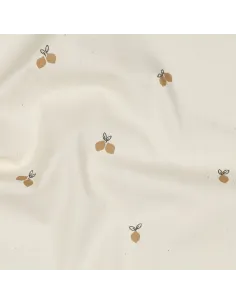 Tissu, Popeline de Coton Fruits, Naturel & Beige, Laize 150 cm, 100% Coton Bio 135g/m²
