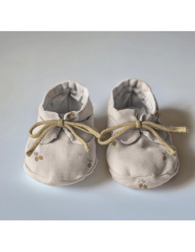 Tissu, Popeline de Coton Fruits, Naturel & Beige, Laize 150 cm, 100% Coton Bio 135g/m²