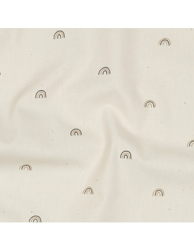 Tissu, Popeline de Coton Arc-en-ciel, Naturel, Laize 150 cm, 100% Coton 135g/m²