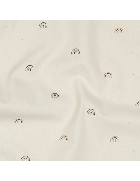 Tissu, Popeline de Coton Arc-en-ciel, Naturel, Laize 150 cm, 100% Coton 135g/m²