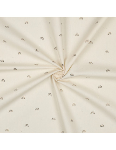 Tissu, Popeline de Coton Arc-en-ciel, Naturel, Laize 150 cm, 100% Coton 135g/m²