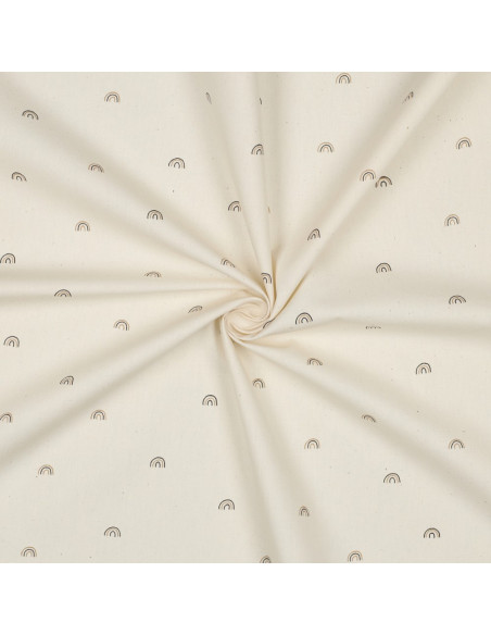 Tissu, Popeline de Coton Arc-en-ciel, Naturel, Laize 150 cm, 100% Coton 135g/m²