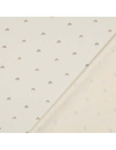 Tissu, Popeline de Coton Arc-en-ciel, Naturel, Laize 150 cm, 100% Coton 135g/m²