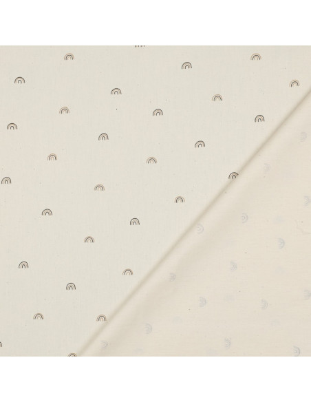 Tissu, Popeline de Coton Arc-en-ciel, Naturel, Laize 150 cm, 100% Coton 135g/m²